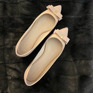 Cole Hahn Elsie Bow Skimmer Slip-on Ballet Flats Cream Leather Casual Shoes